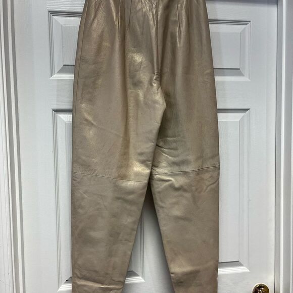 Vintage Vericci Champagne Leather Pants sz 4  or 26 - Picture 6 of 6